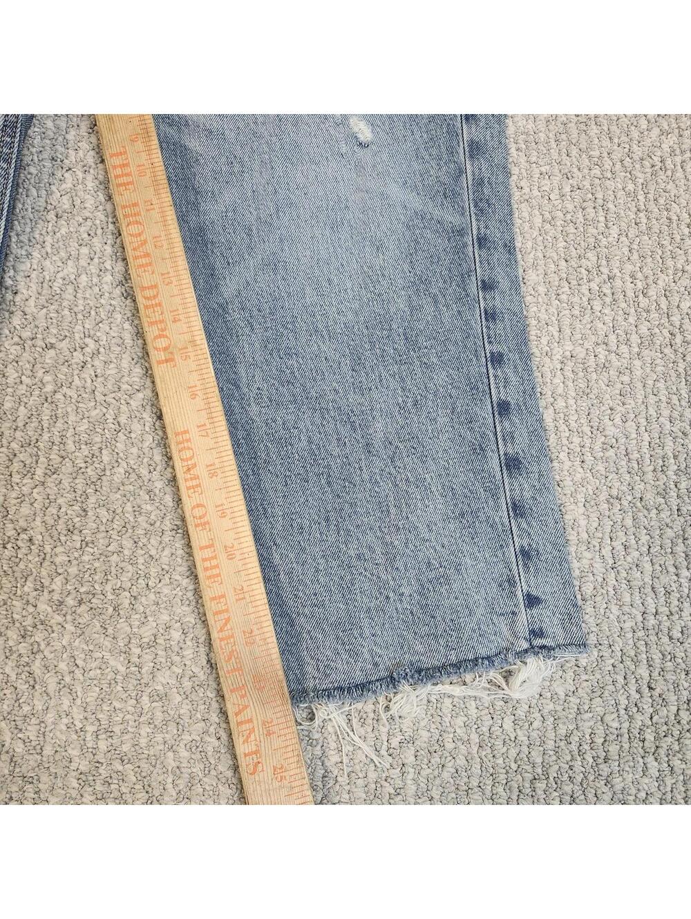 Old Navy Hi-Rise Slouchy Straight Jeans Size 16 Distressed Frayed Hem - Picture 4 of 8